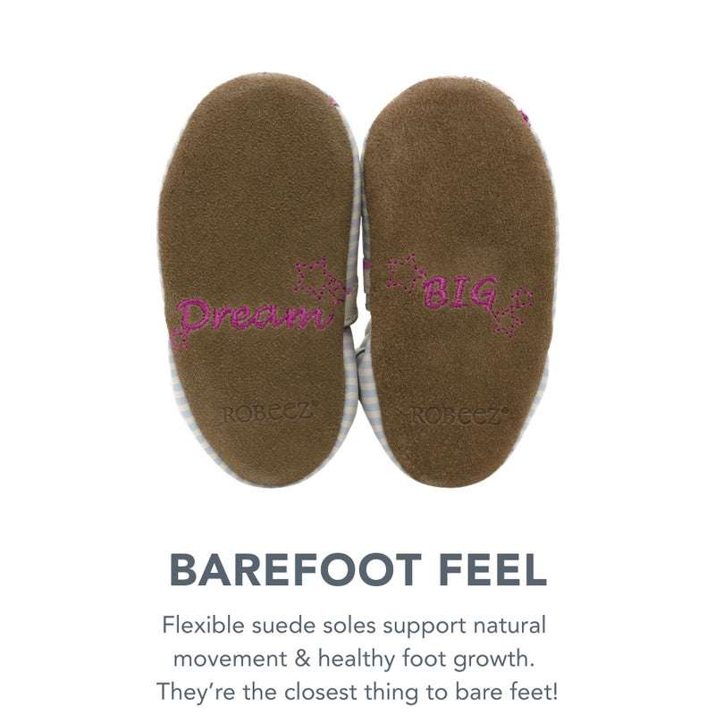 Robeez Baby Girls and Unisex Soft Soles Slip-Resistant Crib Shoes Slippers Moccasins for Infant and Toddler - Reach for The Stars - 6-12 Months - Image 2